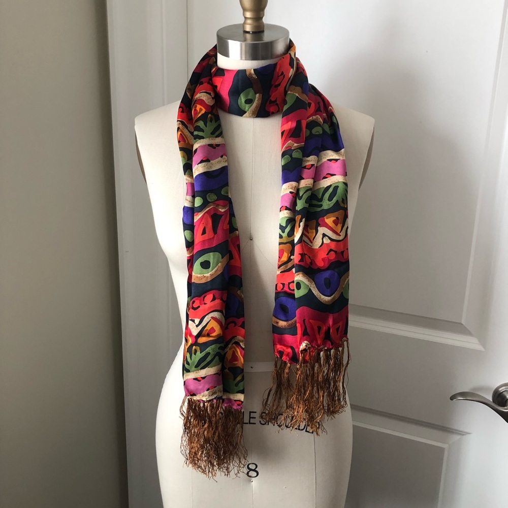 2/$30 SILK Scarf Warm Multi Colour Stripe Print